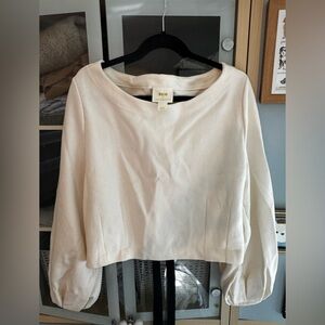 Anthropologie Maeve Long Balloon Sleeve Women's Top with Black Bow Back Detail